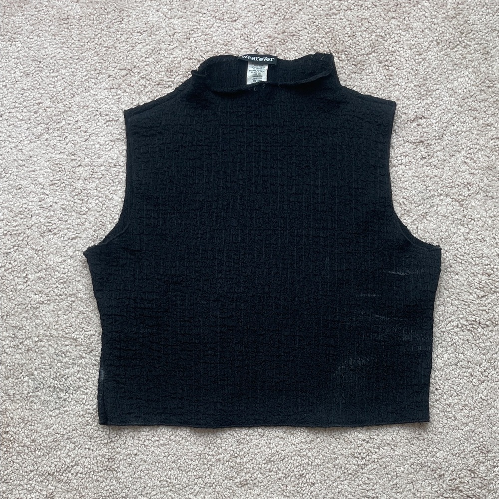 Wearever Black Sleeveless Textured Turtleneck Crop Top